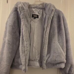 UGG Light Gray Faux Fur Jacket